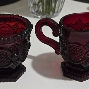 Elegant Ruby Red Glass Mug Set